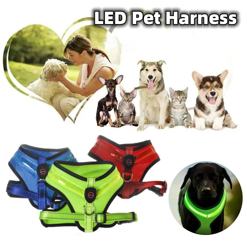 LED Luminous Dog Harness USB Charging