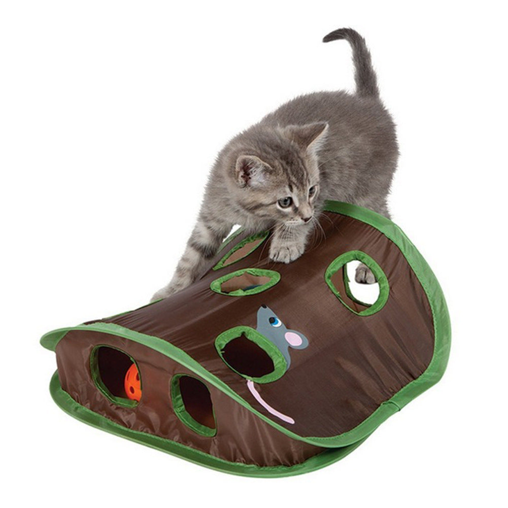 Cute Pet Cat Interactive Hide Seek Game 9 Holes Tunnel