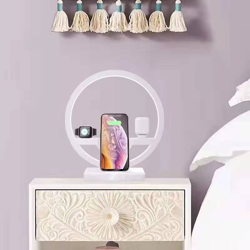 4-in-1 Fast Charging Bedside Lamp with Wireless Charger