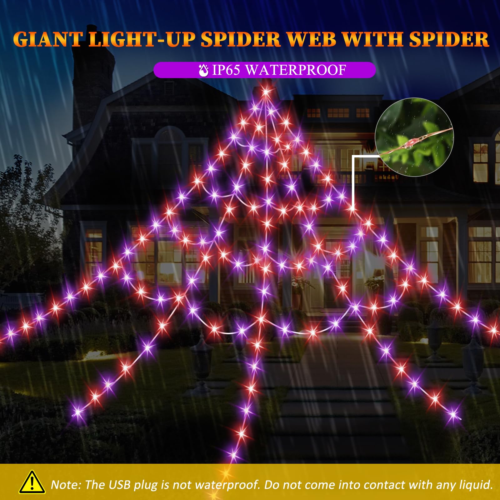 550 LED Halloween Spider Web Lights