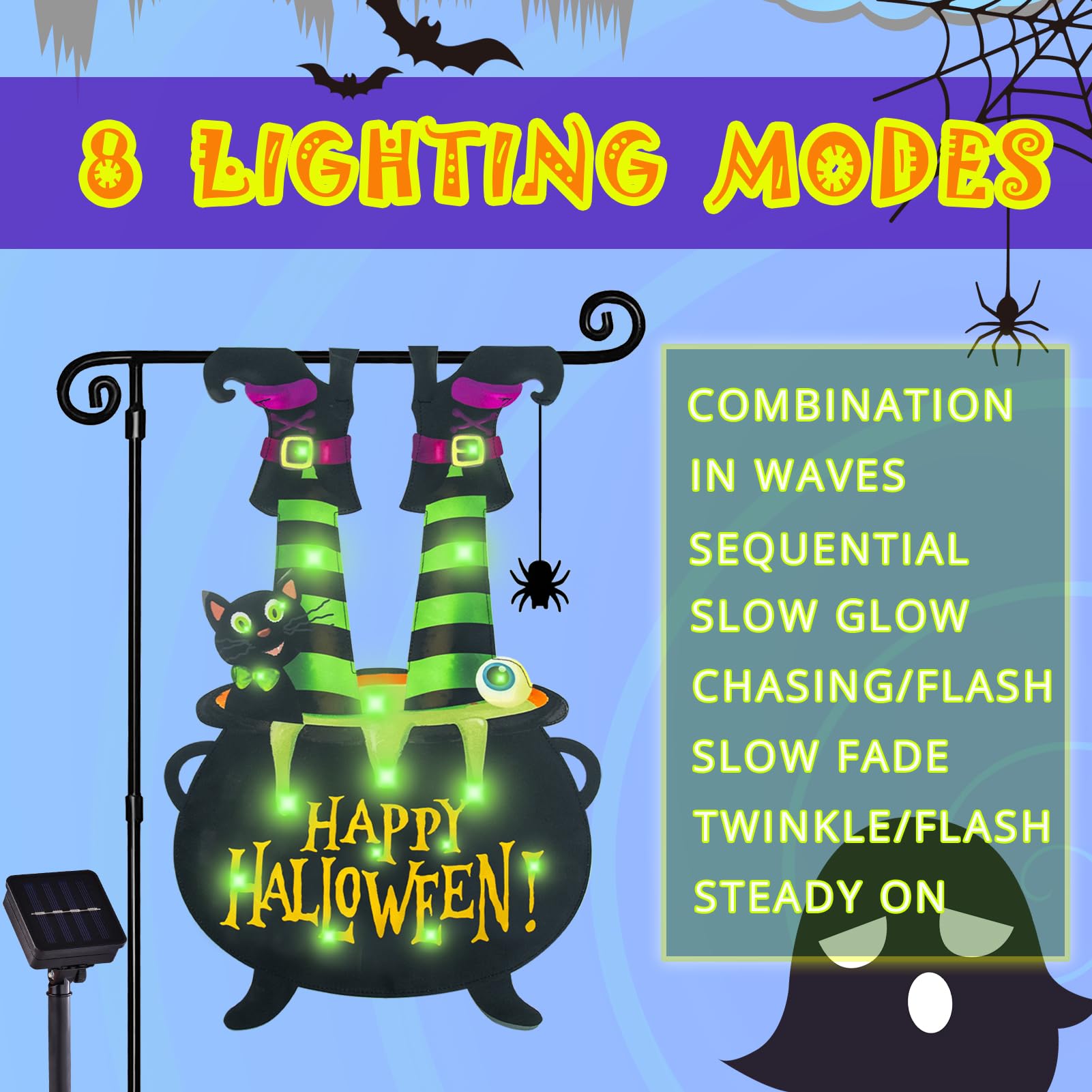 Halloween Lighted Garden Flag for Outside