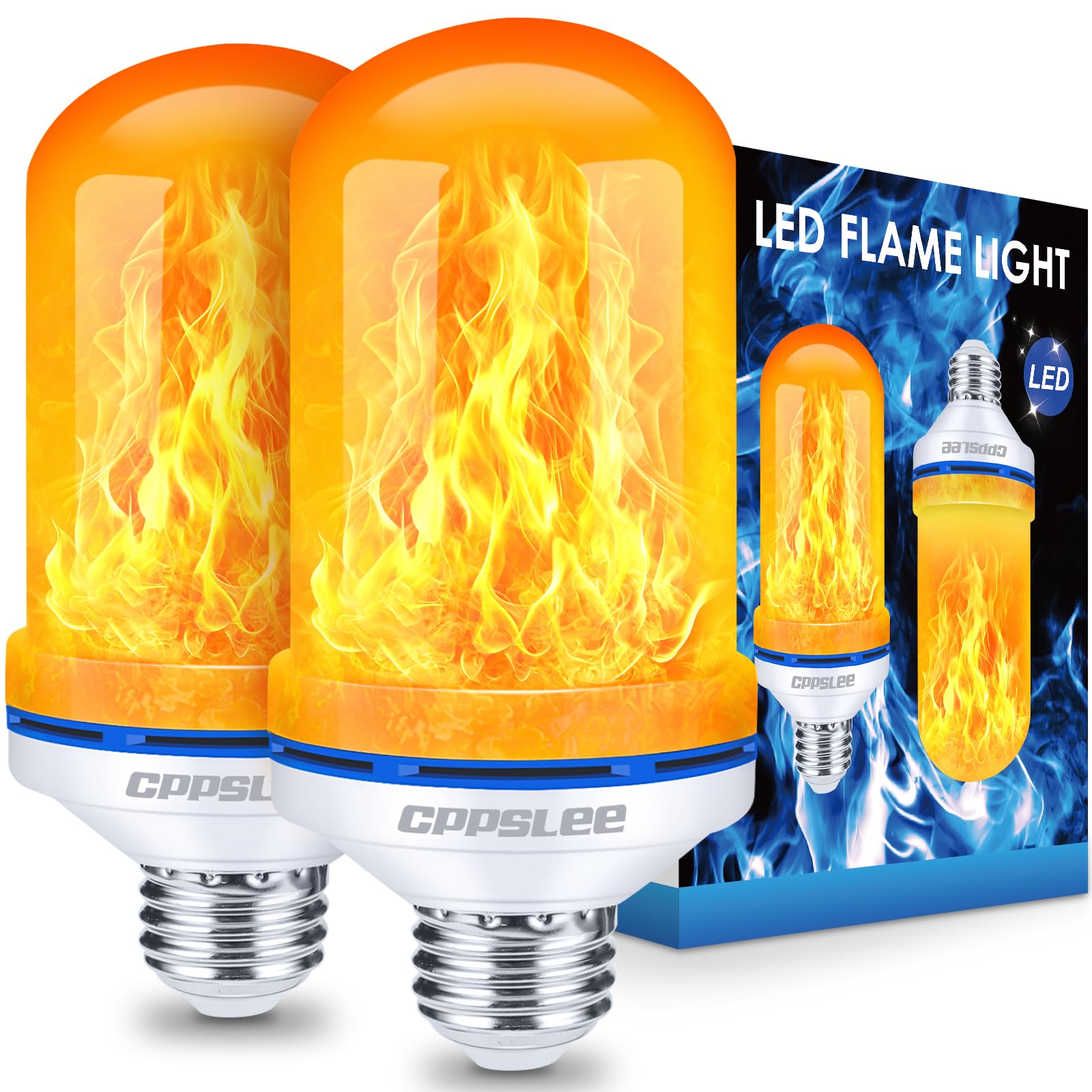 LED Flame Light Bulbs – 2 Pack, 4 Modes, E26 Base
