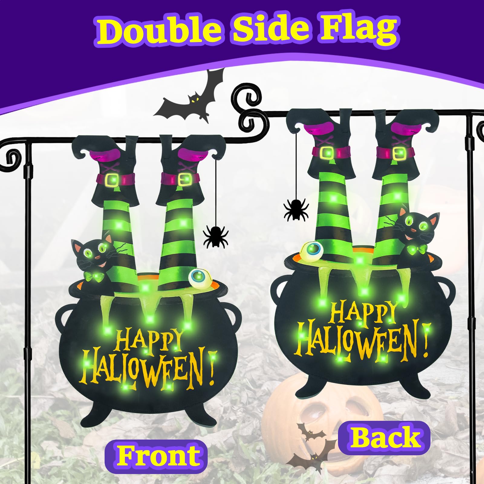 Halloween Lighted Garden Flag for Outside