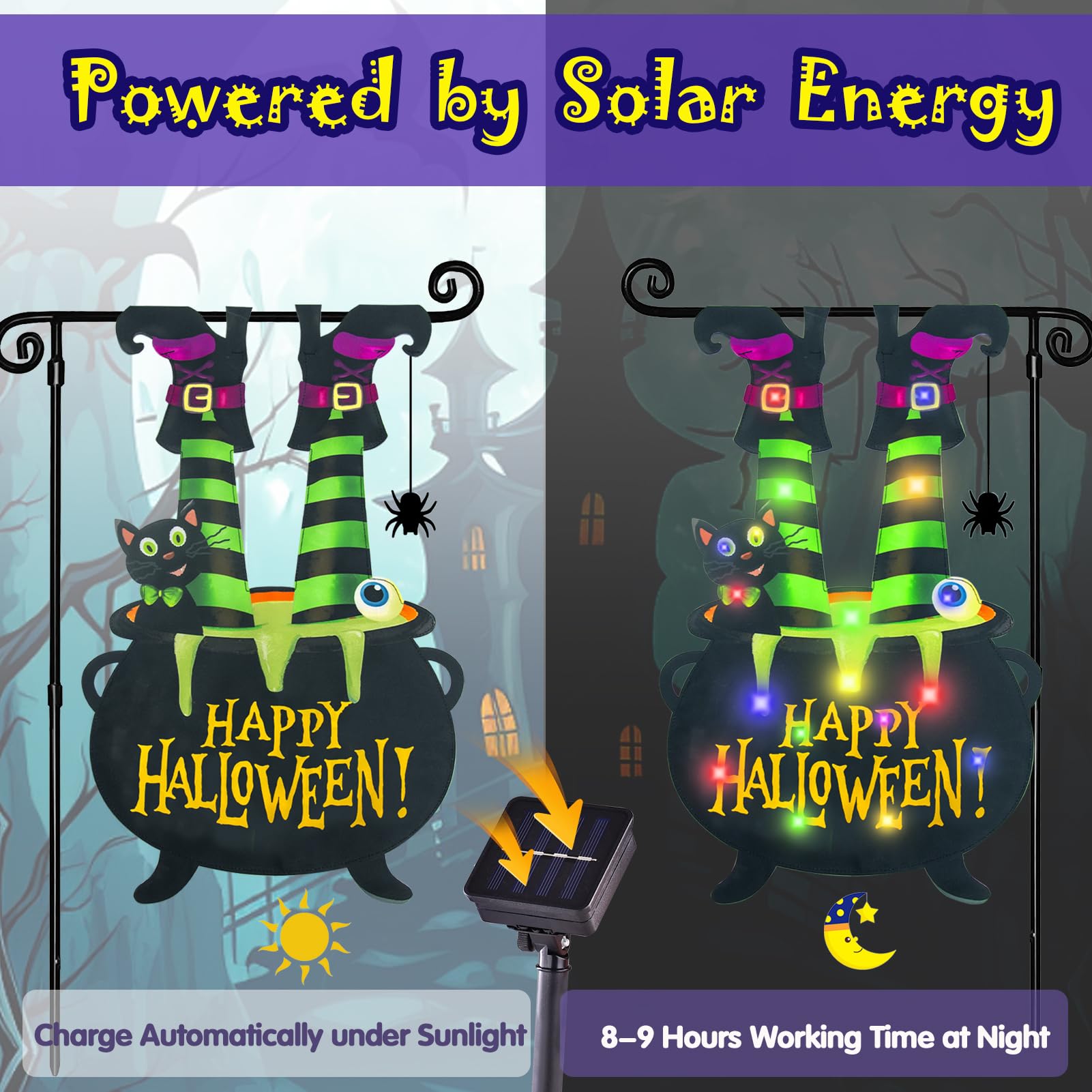 Halloween Lighted Garden Flag for Outside
