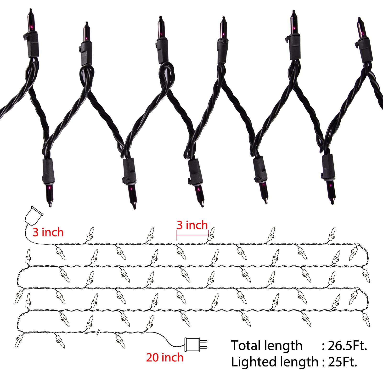 Minetom 25FT Halloween Purple String Lights