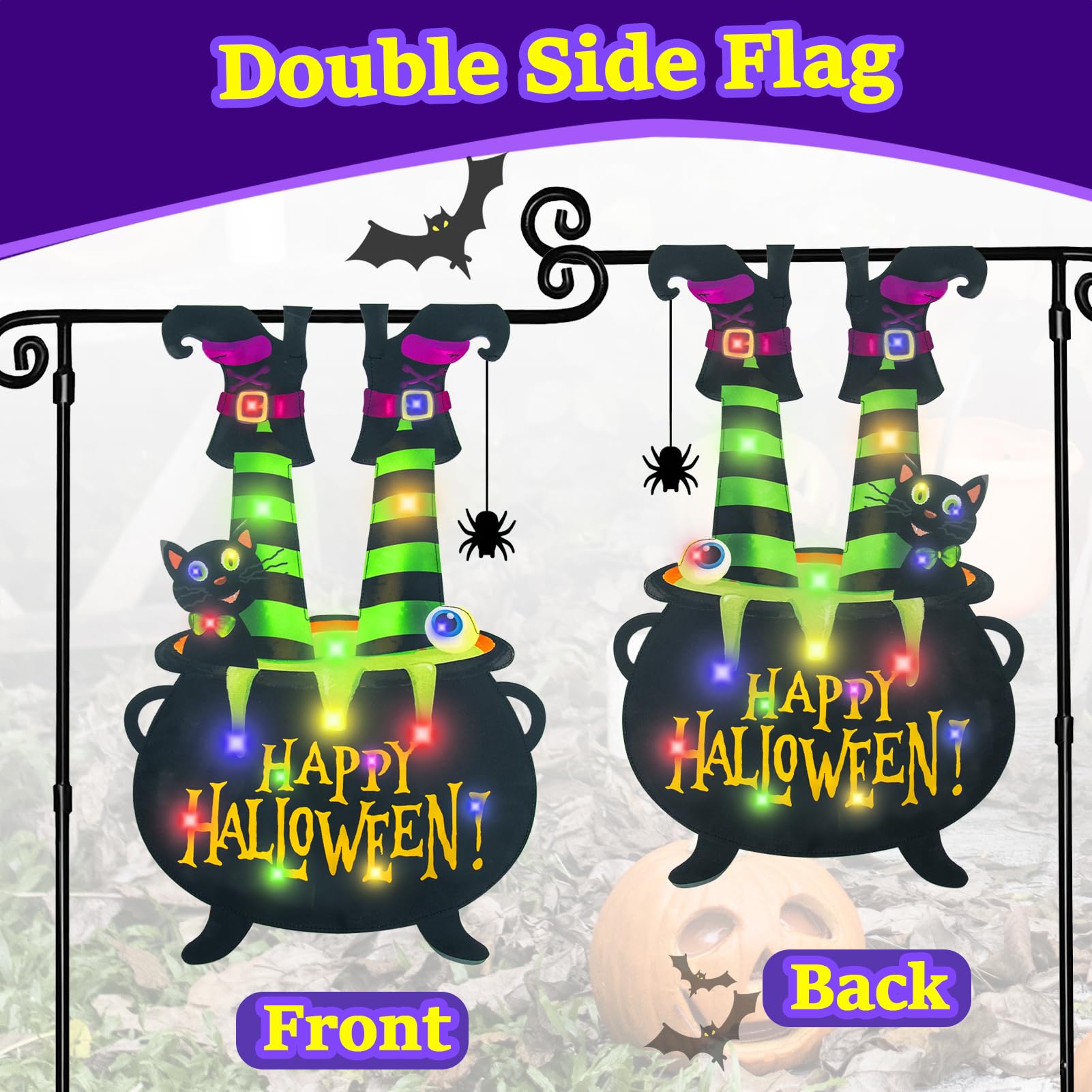 Halloween Lighted Garden Flag for Outside