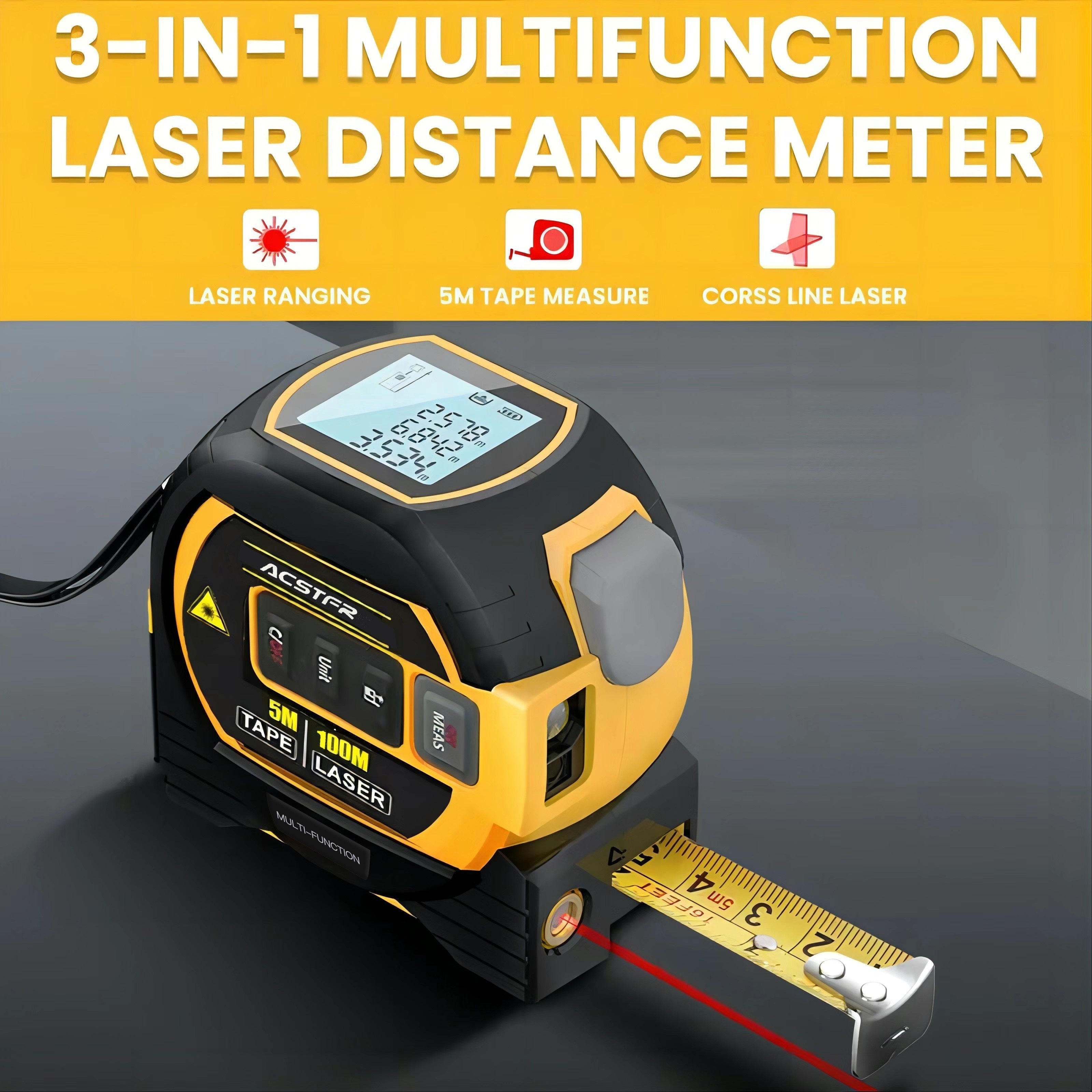 High Precision Laser Rangefinder Steel Tape Measure