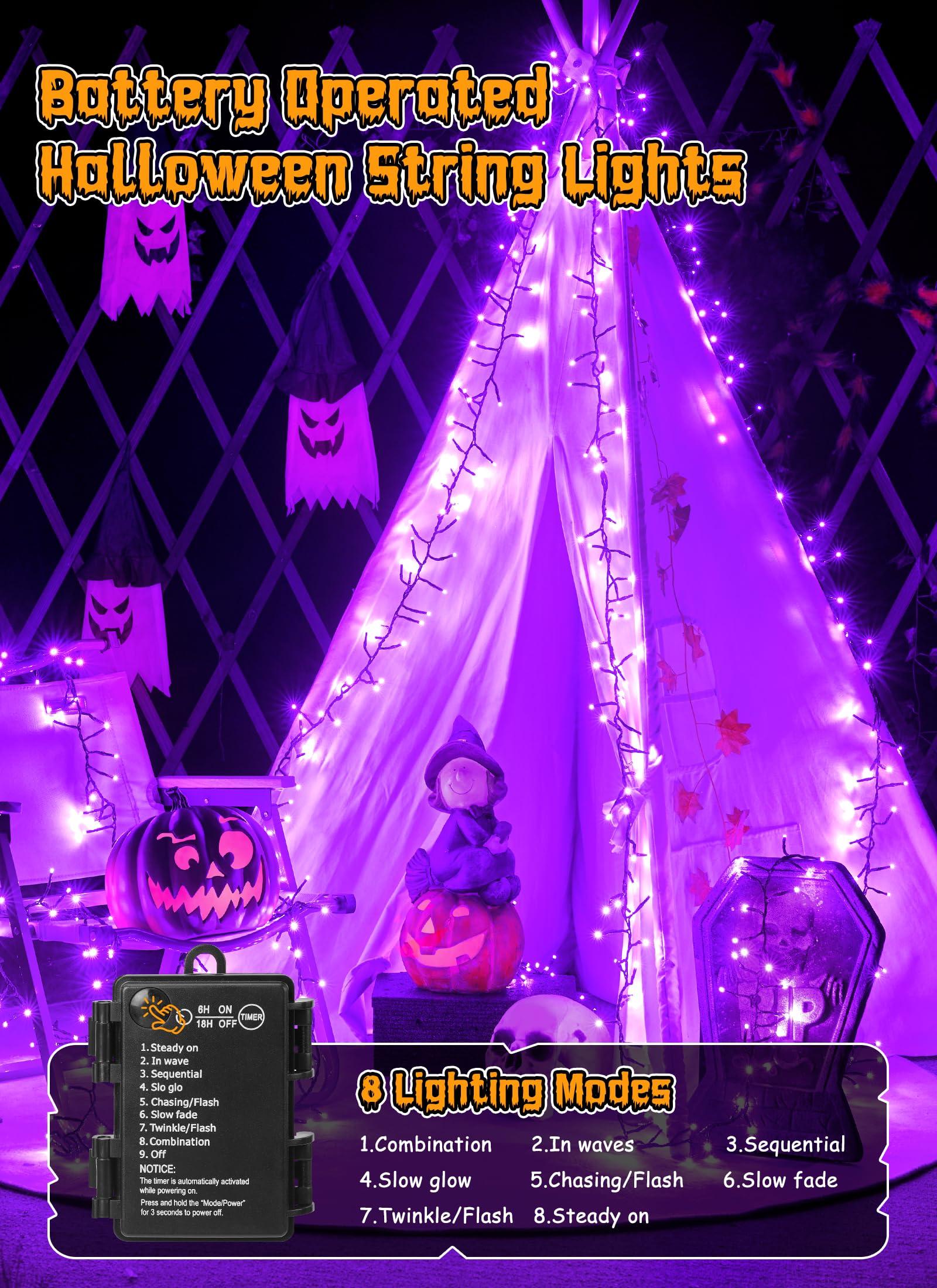 Brightown Battery Operated Halloween Lights Outdoor