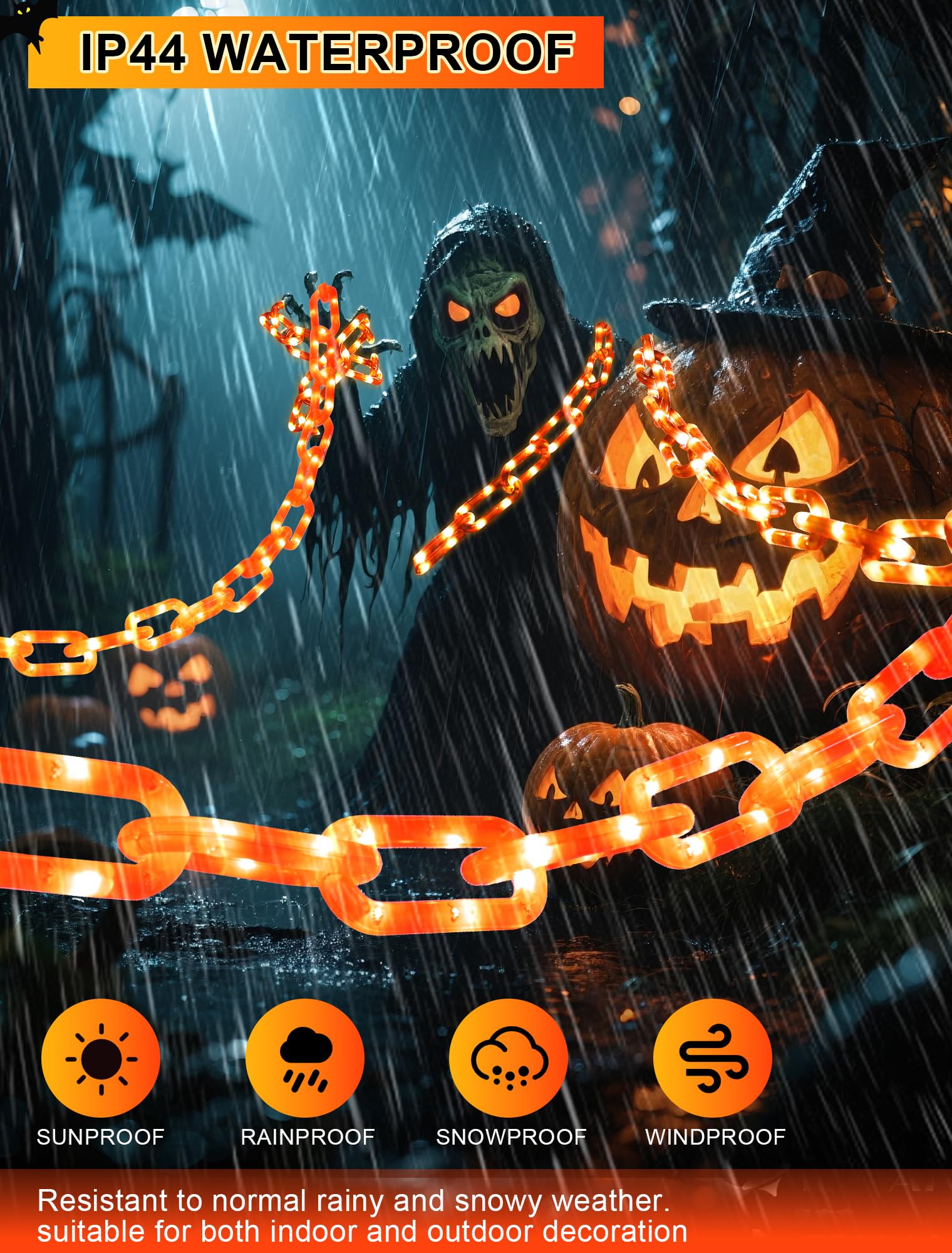 Halloween Battery-Operated Orange LED String Lights