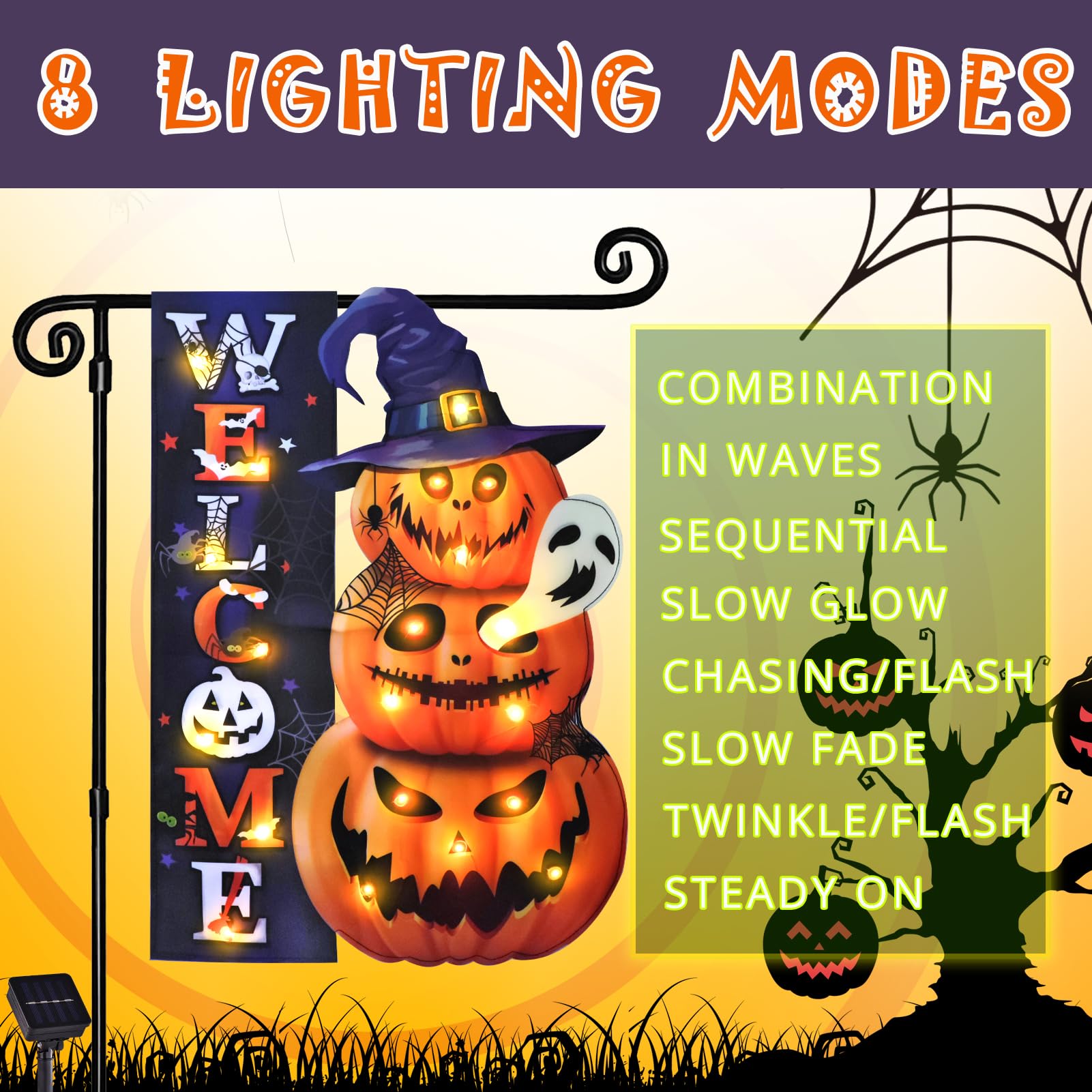 Halloween Lighted Garden Flag for Outside