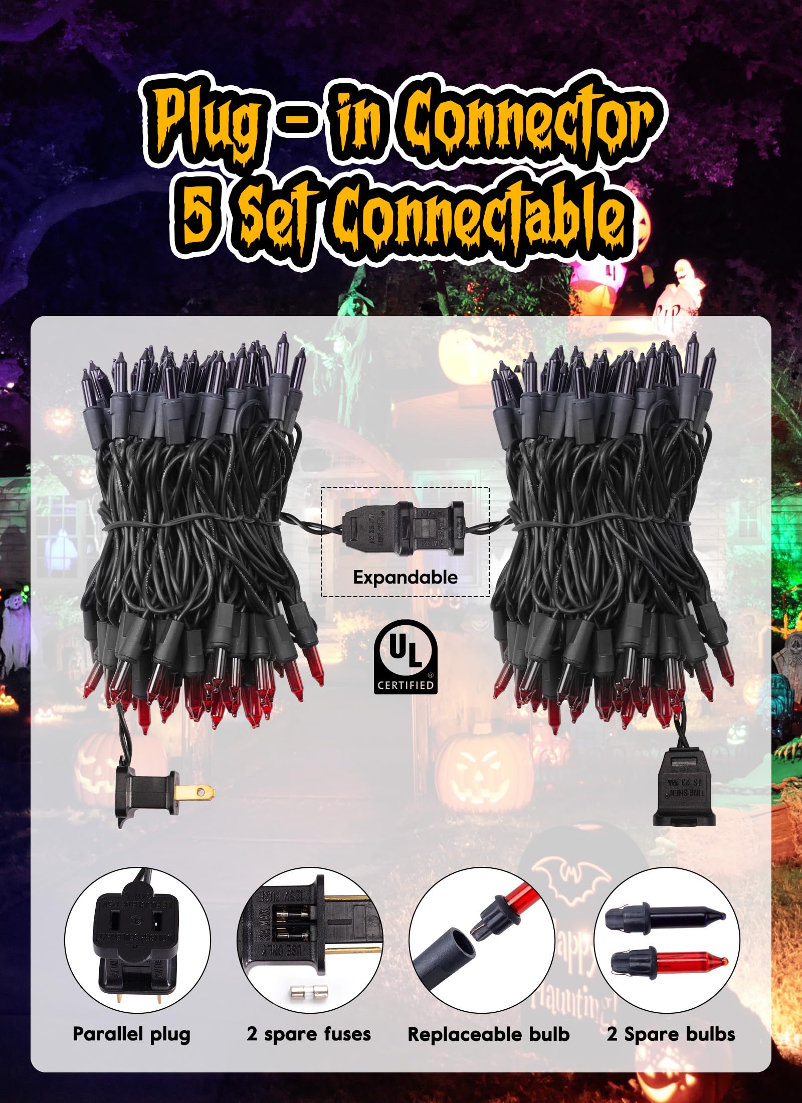 Minetom 25FT Halloween Purple String Lights