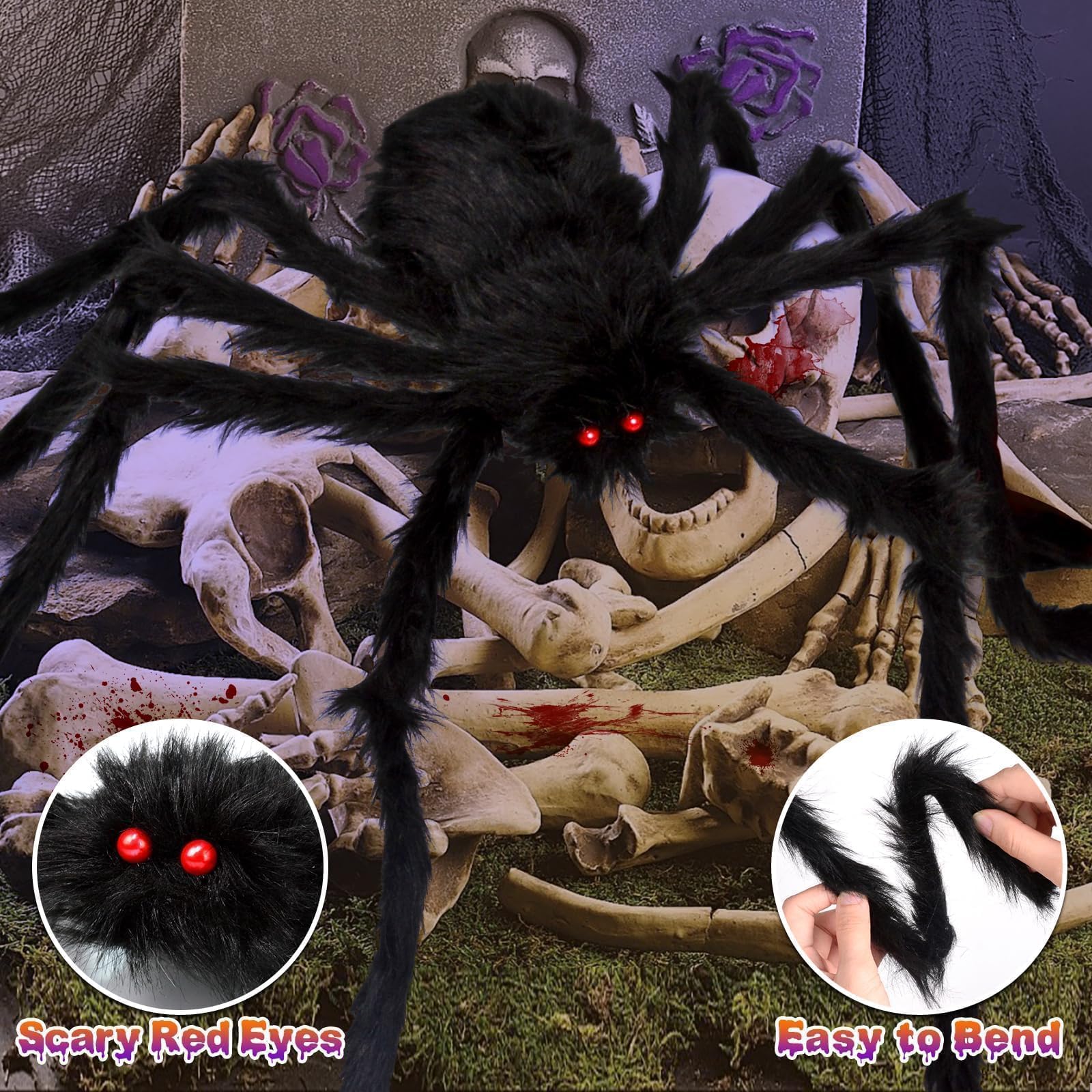 '200' Spider Web with 59' Giant Spider – Halloween Outdoor/Indoor Decor for Yard