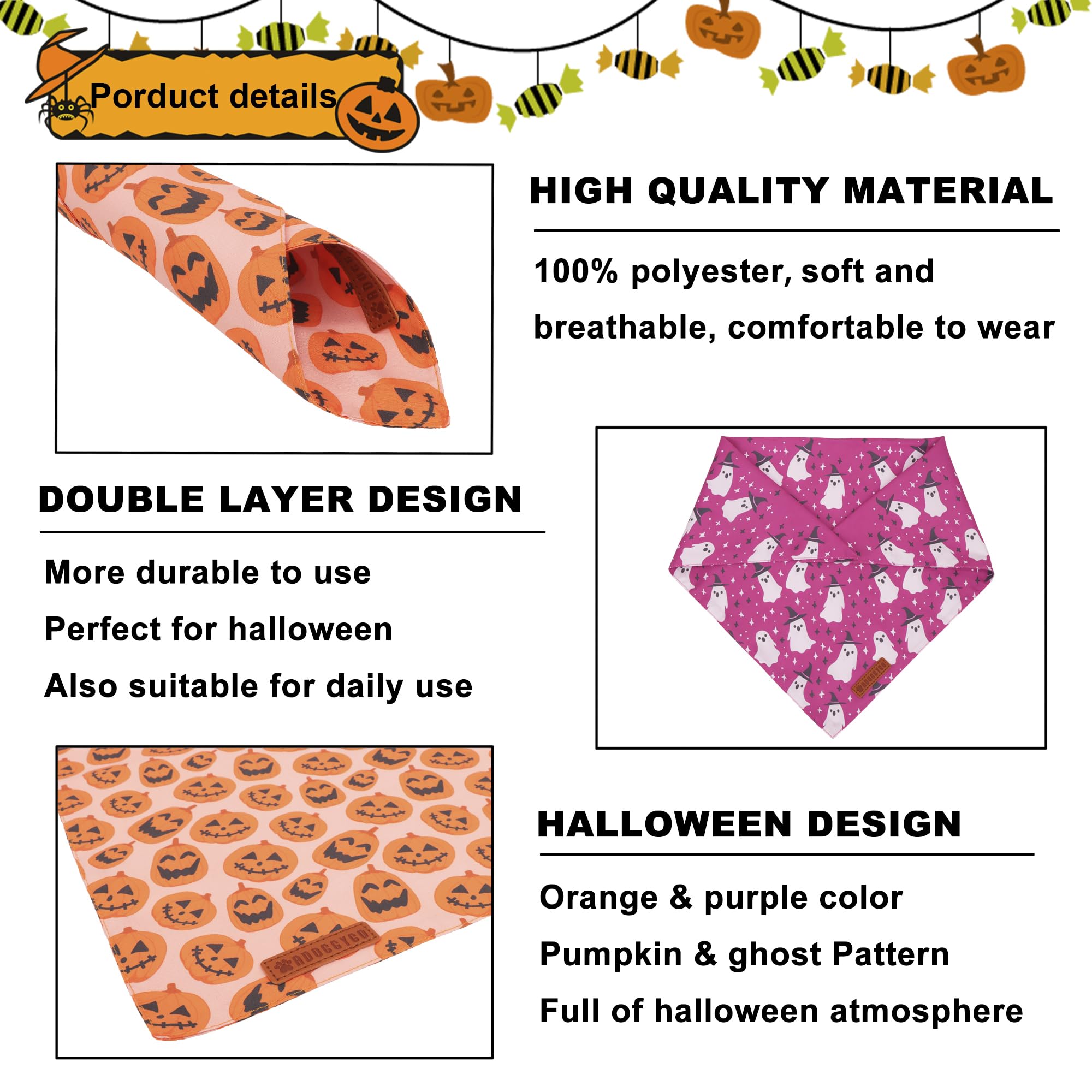 ADOGGYGO Halloween Dog Bandana
