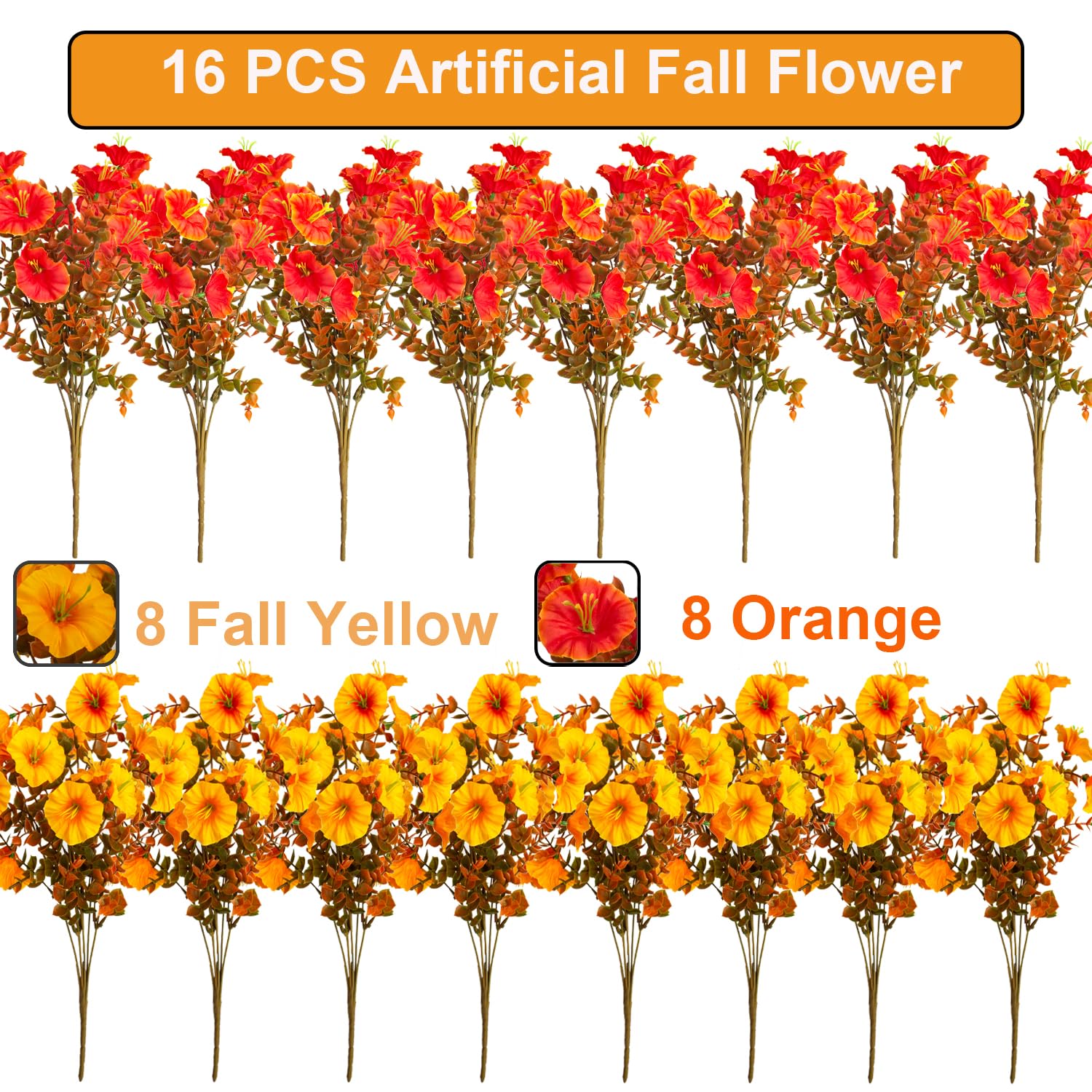 Grunyia 16 PCS Outdoor Fall Artificial Flower
