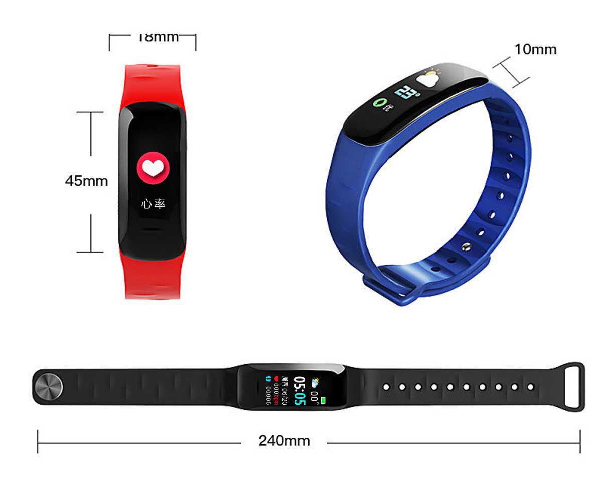 C1 plus Smart Bracelet Anti-Watercolor Screen Bluetooth Pedometer